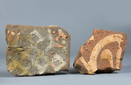 Medieval decorated tile fragments from Notley Abbey England