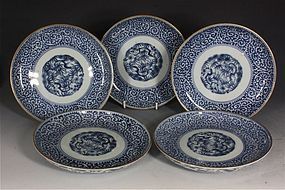 SET OF FIVE JAPANESE ARITA DISHES 18thC