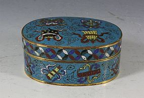 CHINESE CLOISONNE BOX AND COVER C1800