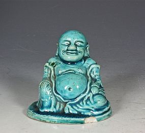 CHINESE TURQUOISE FIGURE OF BUDAI C18THC