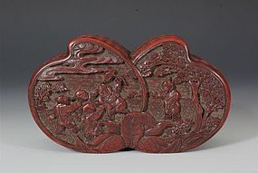 CHINESE CINNABAR LACQUER BOX AND COVER 18/19THC