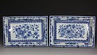 PAIR CHINESE BLUE AND WHITE TRAYS QIANLONG C1760
