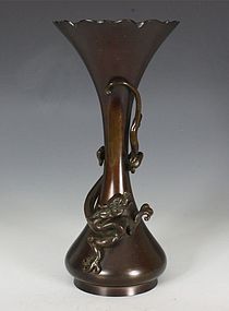 JAPANESE BRONZE VASE WITH COILED DRAGON 19THC