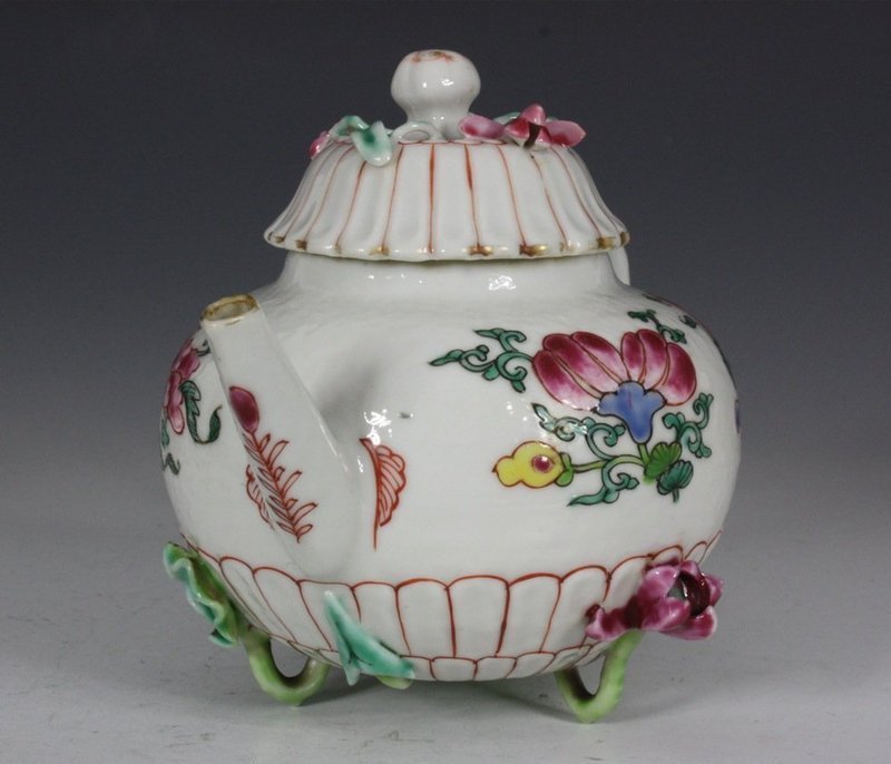 FINE FAMILLE ROSE TEAPOT COVER AND A STAND YONGZHENG