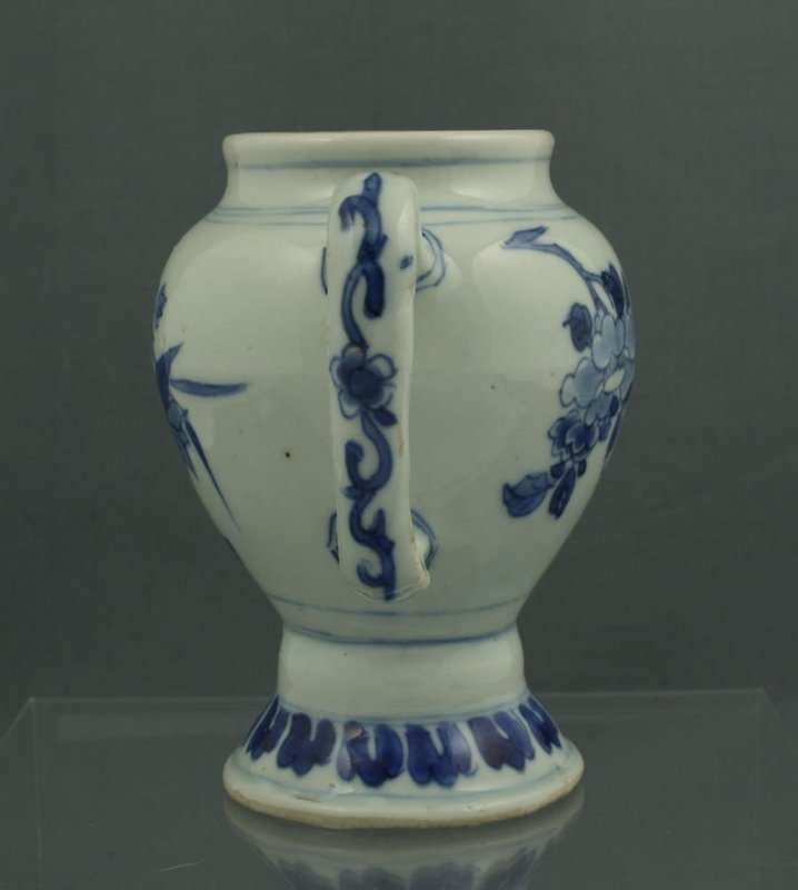CHINESE TRANSITIONAL BLUE AND WHITE MUSTARD POT 17THC