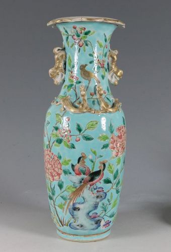 A Fine Straits Chinese Famille Rose Perananakan Vase 19thC