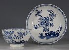 A Lowestoft Blue and White Tea bowl and Saucer C1770