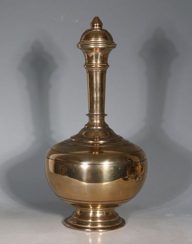 A Indian Brass Water Flask, Surai 19thC