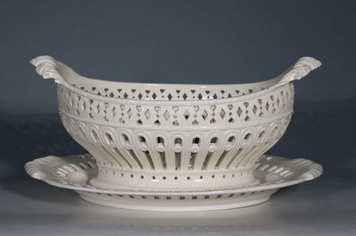A Creamware Basket and Stand L18thC