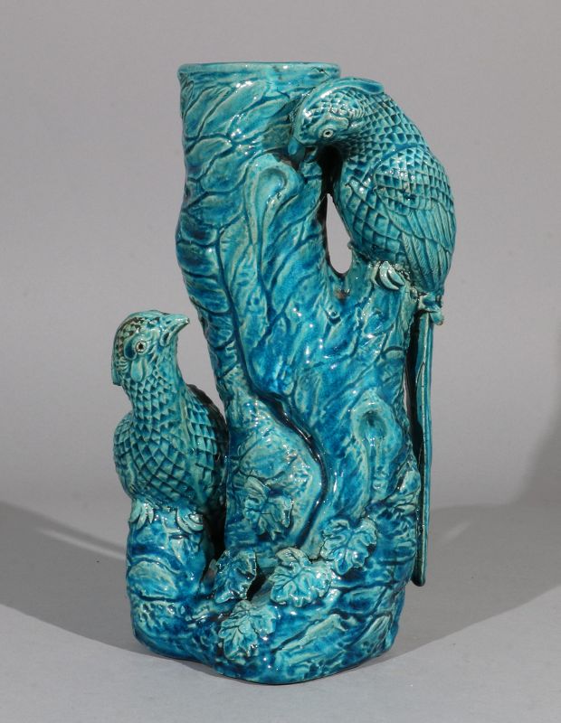 Chinese Turquoise Glazed Bird group 19thC