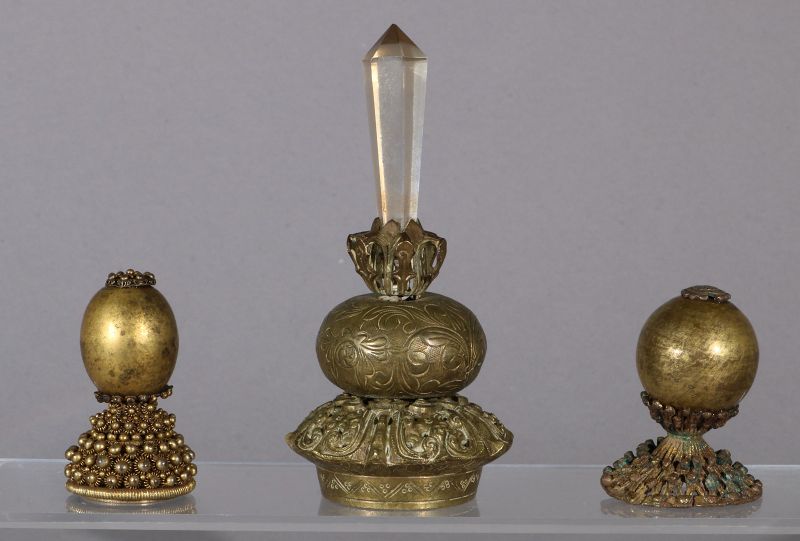 Three Mandarin Hat Finials Qing 1644-1911