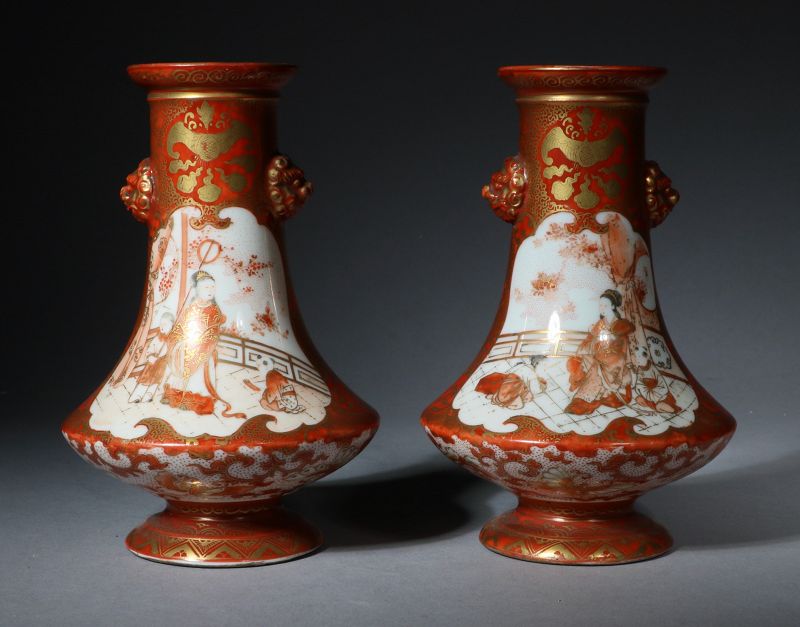 A Pair of Kutani Vases Meiji Japan
