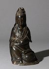 A Chinese Carved Buffalo Horn Guanyin 19thC