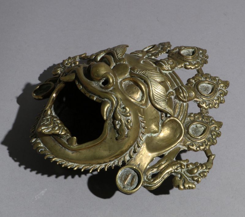 Tibetan Bronze Mahakala Mask Censer 19thC