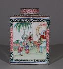 A Fine Canton Enamel Tea Caddy and Cover Qianlong