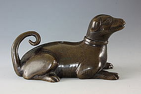 Chinese Bronze Dog Waterdropper 18thC