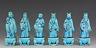 Six Chinese Turquoise Glazed Immortals C19th