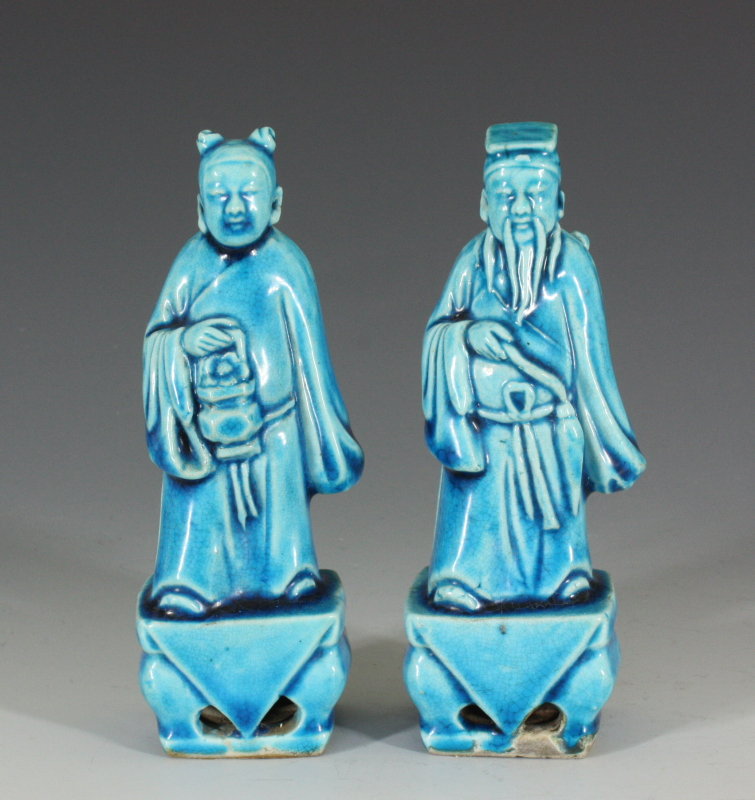 Six Chinese Turquoise Glazed Immortals C19th