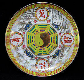 Guangxu Mark and Period Enameled "Birthday" Dish