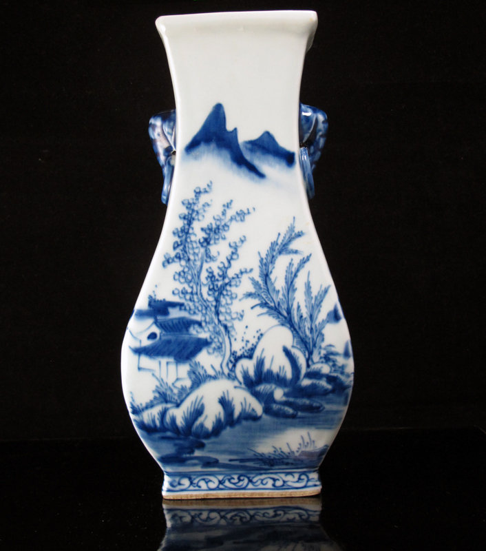 Late Qing / Republic Blue and White Landscape Vase