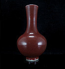 MING TIANQI WANLI COPPER RED MONOCHROME VASE, MARKED