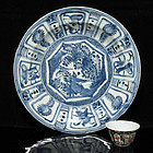 MING WANLI BLUE AND WHITE KRAAK "BIRD" CHARGER