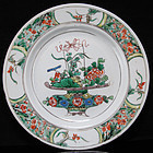 18TH C KANGXI FAMILLE VERTE / WUCAI FLOWER BASKET PLATE