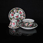 YONGZHENG FAMILLE NOIRE EGGSHELL TEABOWL & SAUCER