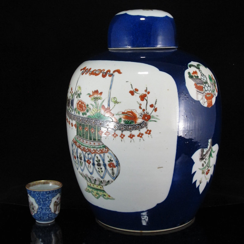 19TH C GUANGXU FAMILLE VERTE POWDER BLUE LARGE JAR