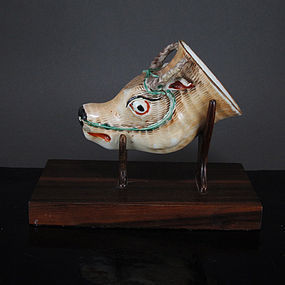 QIANLONG JIAQING ENAMELED OX HEAD STIRRUP CUP