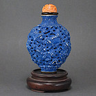 19TH C CORAL & PORCELAIN SNUFF BOTTLE, RETICULATED