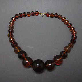 43.1 g ANTIQUE COGNAC BALTIC AMBER BEAD NECKLACE