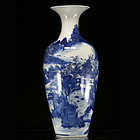 19TH C GUANGXU BLUE AND WHITE LANDSCAPE VASE