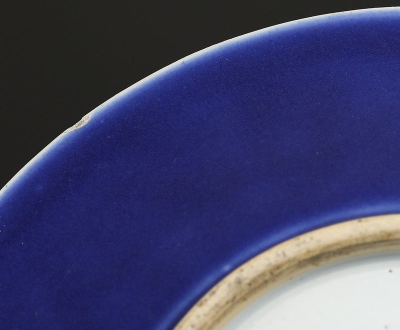 19TH C QING MONOCHROME COBALT BLUE PORCELAIN CHARGER