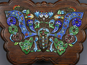 LATE QING REPUBLIC ENAMELED HARD WOOD JEWELRY BOX