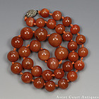 1920S REPUBLIC CARNELIAN / RED AGATE BEADED NECKLACE