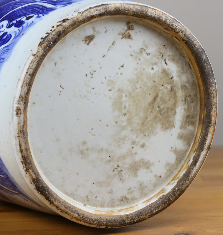 57cm! Antique Chinese ca. 1900 Late Qing Blue &amp; White Floor Vase