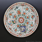 35 cm LARGE 18TH C KANGXI FAMILLE VERTE FLORAL CHARGER PLATE