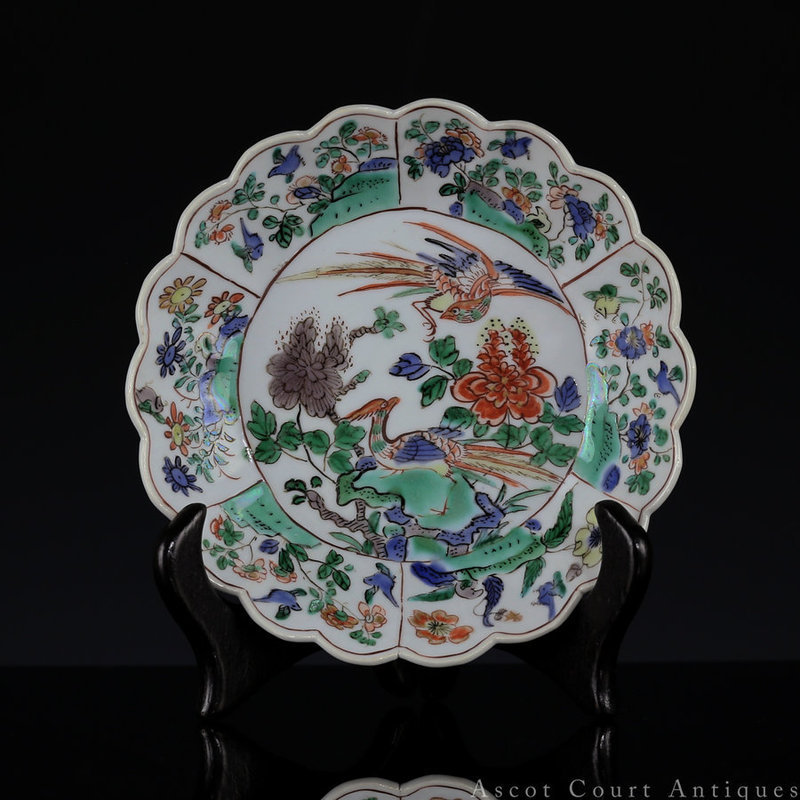 18TH C KANGXI FAMILLE VERTE FLORAL BOWL AND SAUCER DISH