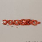 19TH C VICTORIAN 14K GOLD CARVED CORAL LINK BRACELET, DEEP SALMON RED