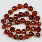 Late Qing Republic Antique Baltic Amber Bead Necklace, Chinese Market