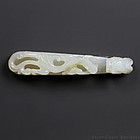 19th c Qing Khotan Hetian White Jade Belt Buckle Qilong