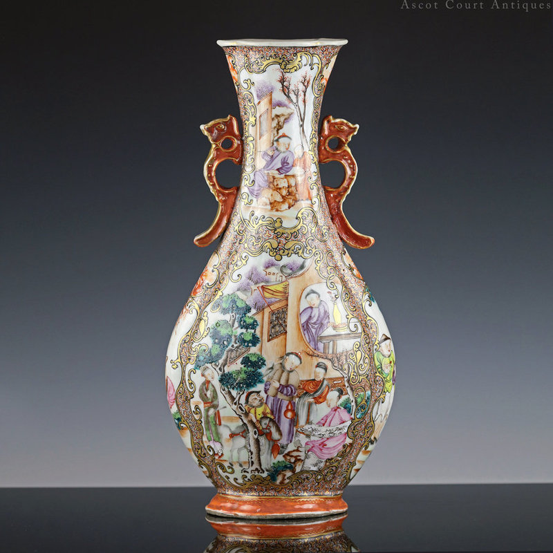 18th c Qianlong Famille Rose Chinese Export Porcelain Vase