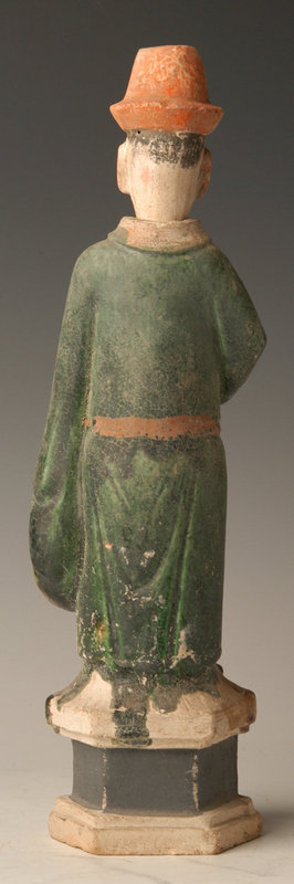 Ming Dynasty, Chinese Green Glazed Pottery Court Man