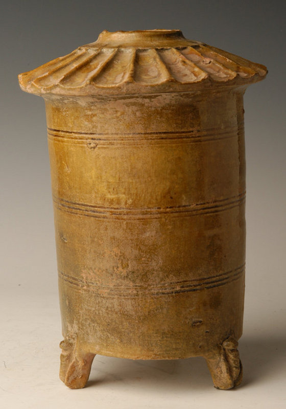 Han Dynasty, Chinese Pottery Granary with Brown Glaze