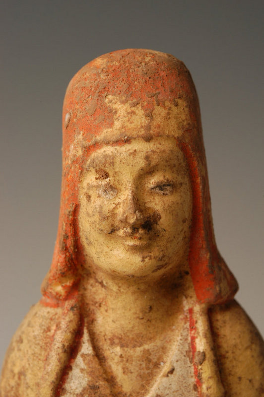 Sui Dynasty, Chinese Painted Pottery Warrior