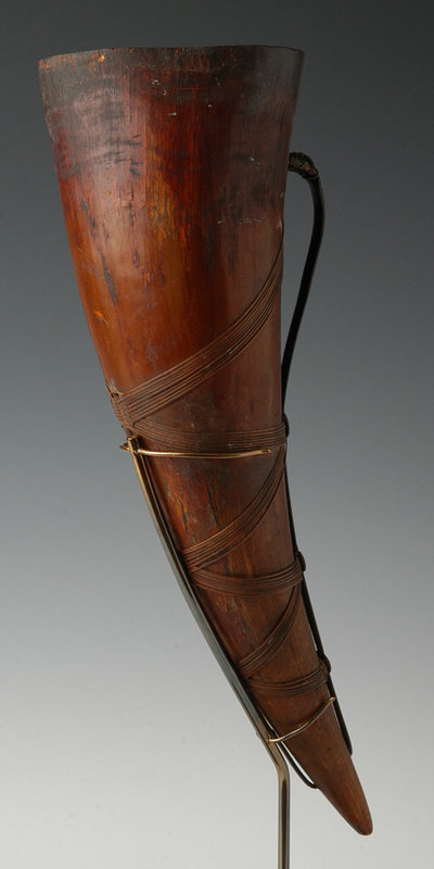 19th C., Burmese Buffalo Horn Musical Instrument