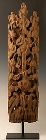 16th Century, Ava, Burmese Wood Carving Panel with Flower
