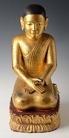 17th - 18th Century, Shan, Burmese Wooden Seated Disciple