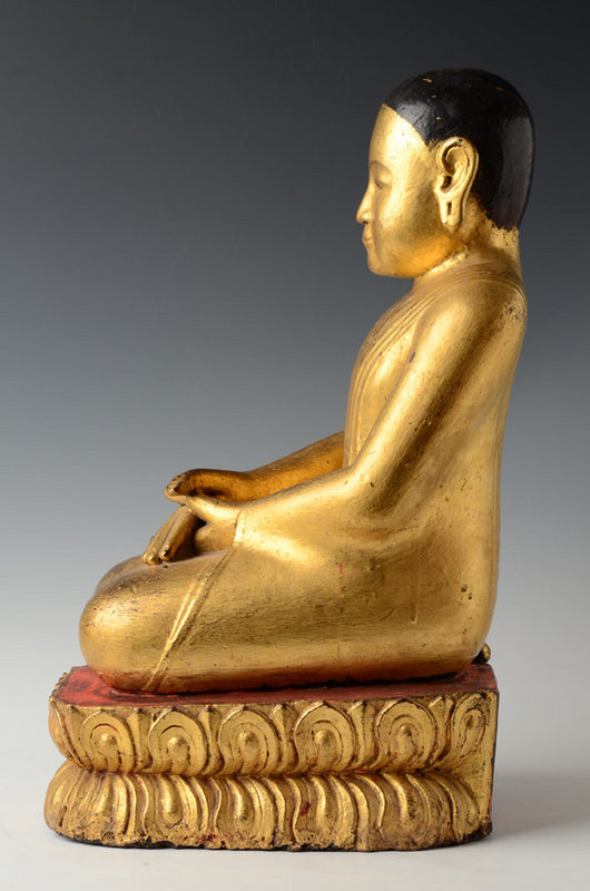 17th - 18th Century, Shan, Burmese Wooden Seated Disciple